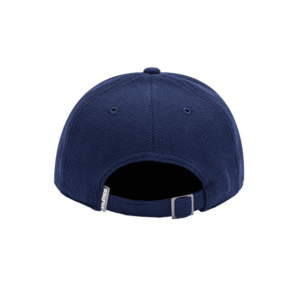 Back view of the Atletico Madrid Club Ink Adjustable with high crown, curved brim, and adjustable strap, in blue.