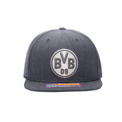 Front view of the Borussia Dortmund Platinum Snapback in Grey.