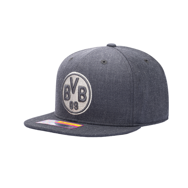 Side view of the Borussia Dortmund Platinum Snapback in Grey.