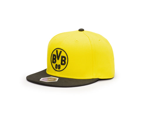 Left side view of Borussia Dortmund Team Kids Snapback Yellow crown with black beak