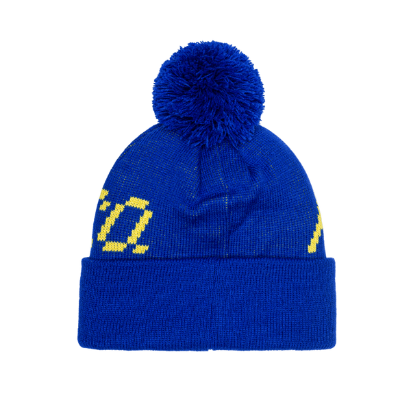 Club America Pixel Beanie with embroidered club logo on ribbed ruff, club name knitted in hat body, and pom detailing, in Blue.