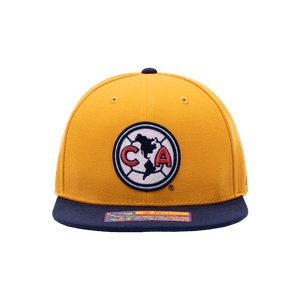 View of front side of yellow Products Club America Team Snapback Hat