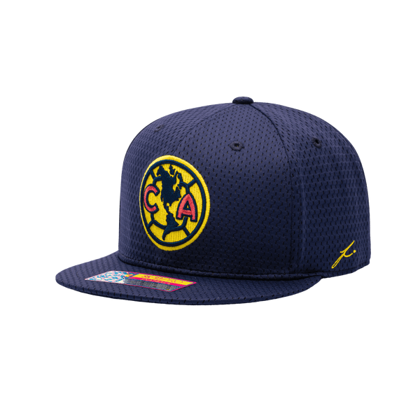 View of left side of Club America Practice Snapback with Fi branded stitching