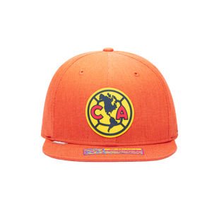 Front view of the Club America Hydra Snapback in orange