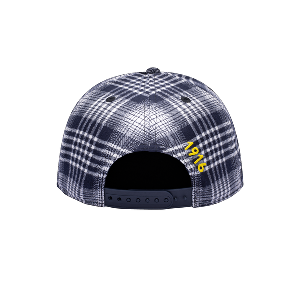 Back view of Club America Hooligan Snapback with year team was founded embroidered on the back in yellow