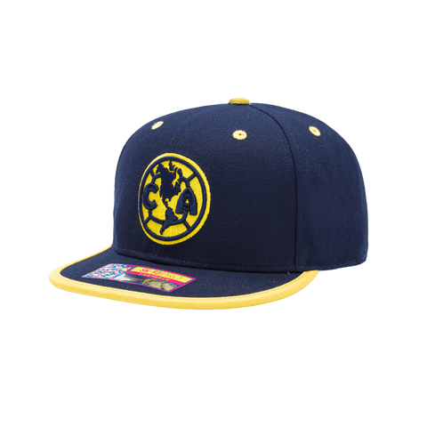 Club America Tape Snapback with high crown, flat peak brim, and snapback closure, in Navy