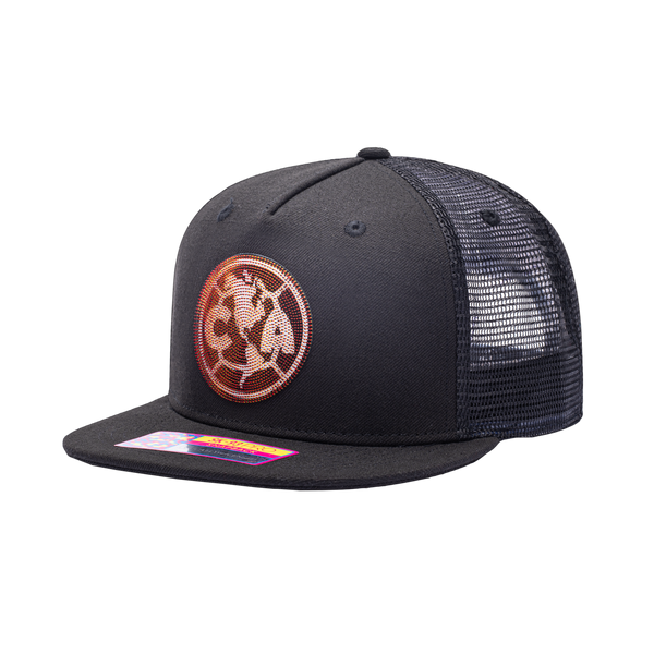 View of left side of Black Club America Shield Snapback