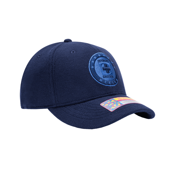 Side view of the Cruz Azul Club Ink Adjustable with high crown, curved brim, and adjustable strap, in blue.