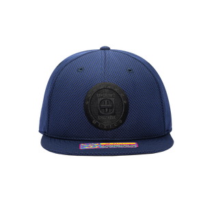 Front view of the Cruz Azul Trophy Snapback in Blue