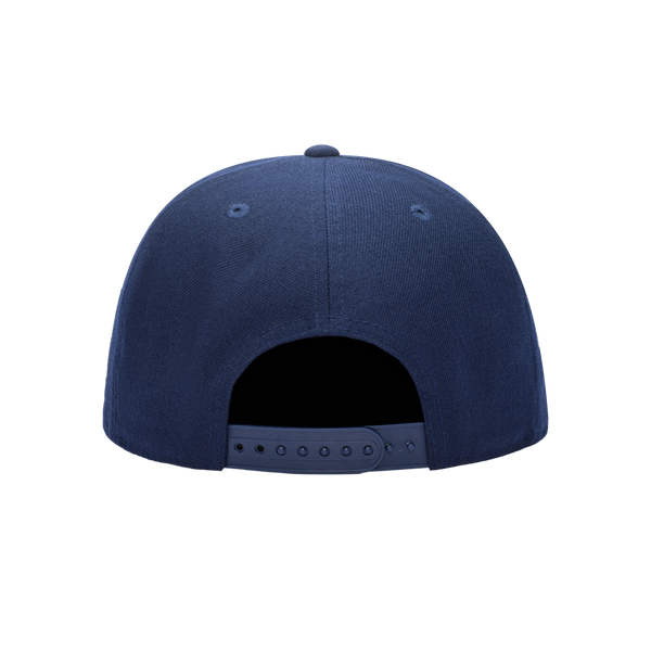 Back view of the FC Barcelona Braveheart Snapback with high crown and flat peak in Blue