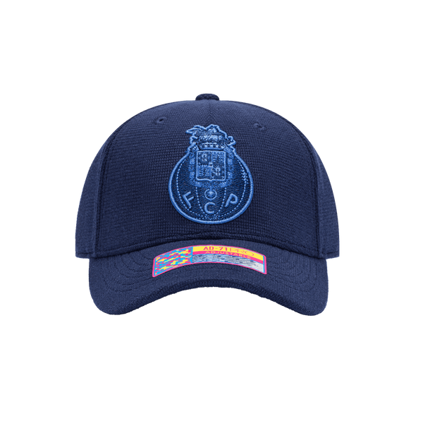 Front view of the FC Porto Club Ink Adjustable with high crown, curved brim, and adjustable strap, in blue.