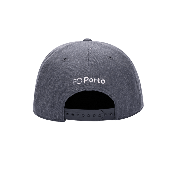 Back view of the FC Porto Platinum Snapback with high crown, flat peak, and snapback closure, in grey