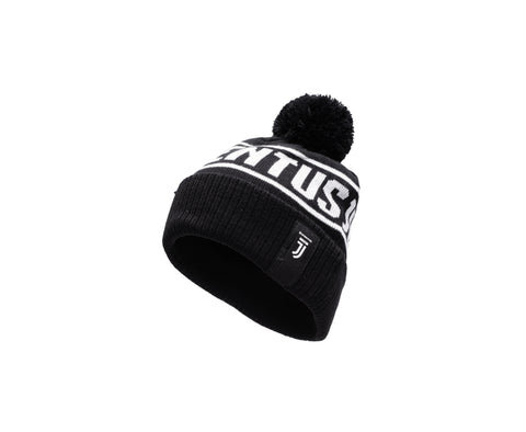 Black and white Juventus Hit Beanie with poof button JUVE