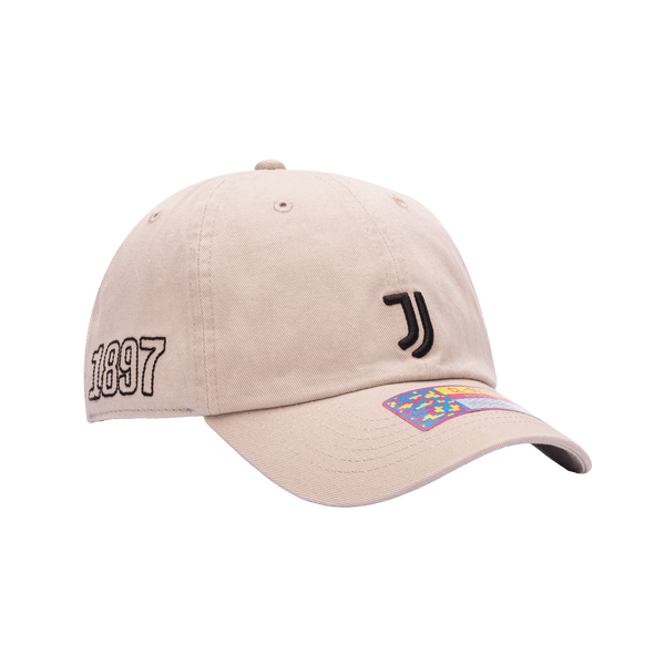 Side view of the Juventus Safari Classic Adjustable with low crown, curved brim, and adjustable strap, in brown.