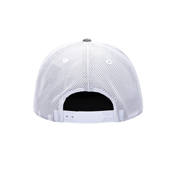 Back view of the Juventus Dribbling Snapback in marled grey with white panel, in a high crown and flat peak.