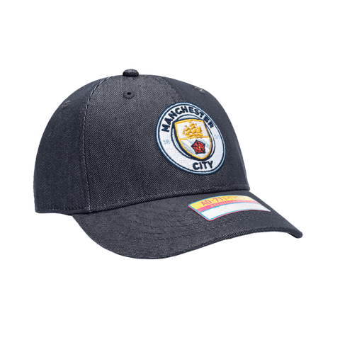Manchester City 541 Adjustable with high crown, curved peak brim, and adjustable buckle strap closure, in Navy