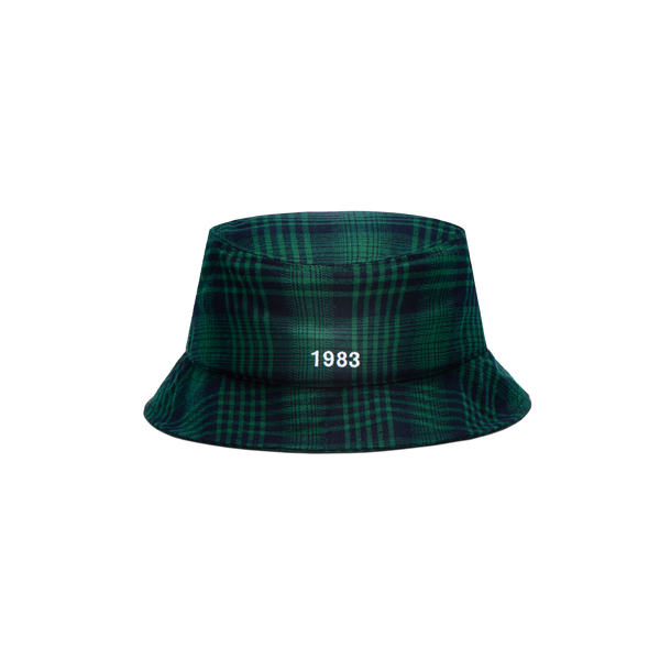 Back side of Santos Laguna Hooligan Bucket Hat Info with year that team was founded embroidered on the back in white