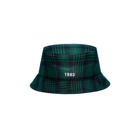 Back side of Santos Laguna Hooligan Bucket Hat Info with year that team was founded embroidered on the back in white