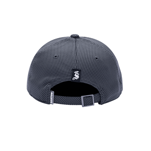 Back view of the Santos Laguna Trophy Adjustable hat with mid constructured crown, curved peak brim, and slider buckle closure, in Dark Grey.