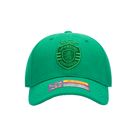 Front view of the Sporting Clube de Portugal Club Ink Adjustable with high crown, curved brim, and adjustable strap, in green.